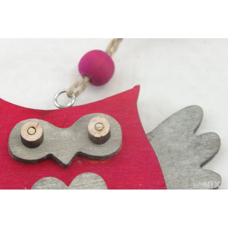 ZÁVĚS SOVA DŘEVO 7cm*MIX BAREV