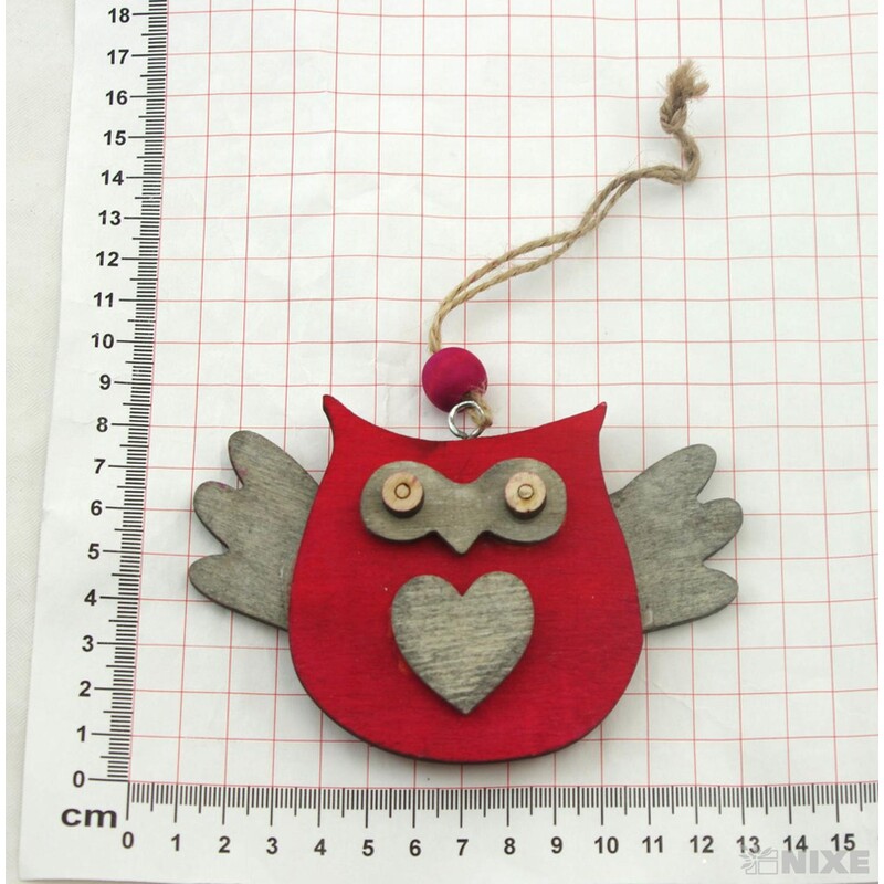 ZÁVĚS SOVA DŘEVO 7cm*MIX BAREV