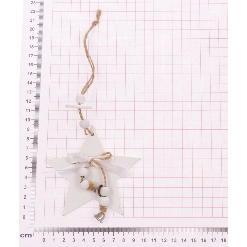 ZÁVĚS HVĚZDA DŘEVO 9cm*BÍLÁ