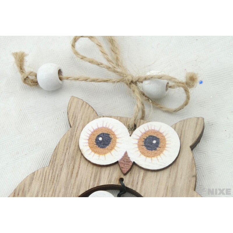 ZÁVĚS SOVA DŘEVO 8cm*PŘÍRODNÍ