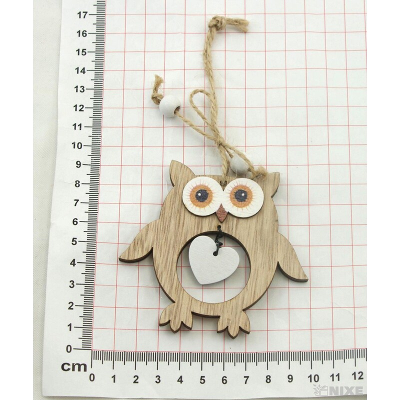 ZÁVĚS SOVA DŘEVO 8cm*PŘÍRODNÍ