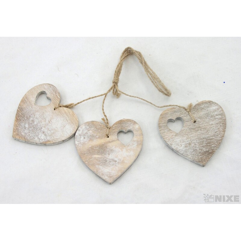 ZÁVĚS SRDCE D 3ks 7cm*PŘÍRODNÍ