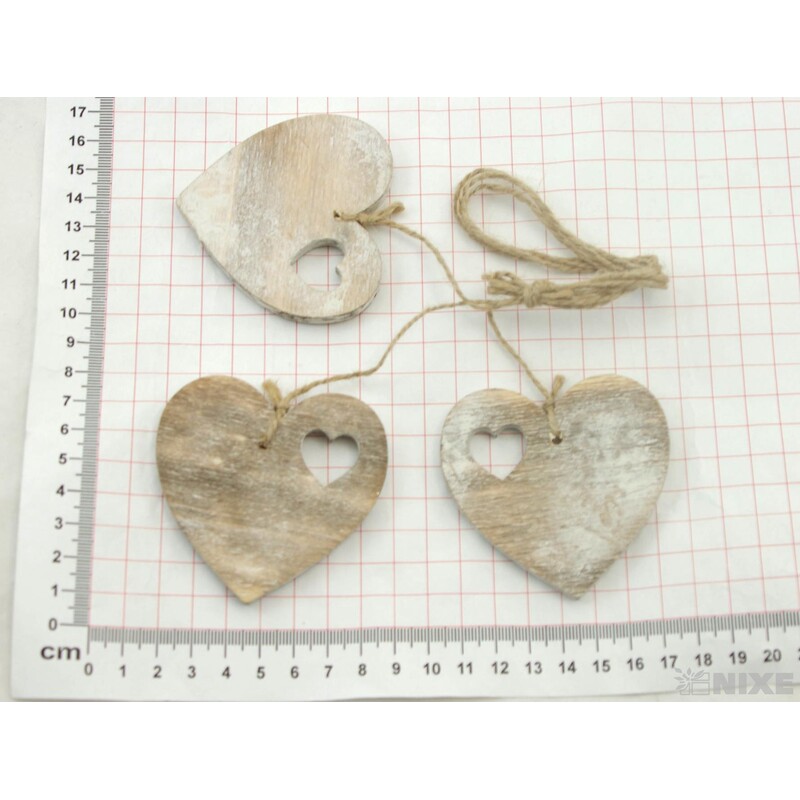 ZÁVĚS SRDCE D 3ks 7cm*PŘÍRODNÍ