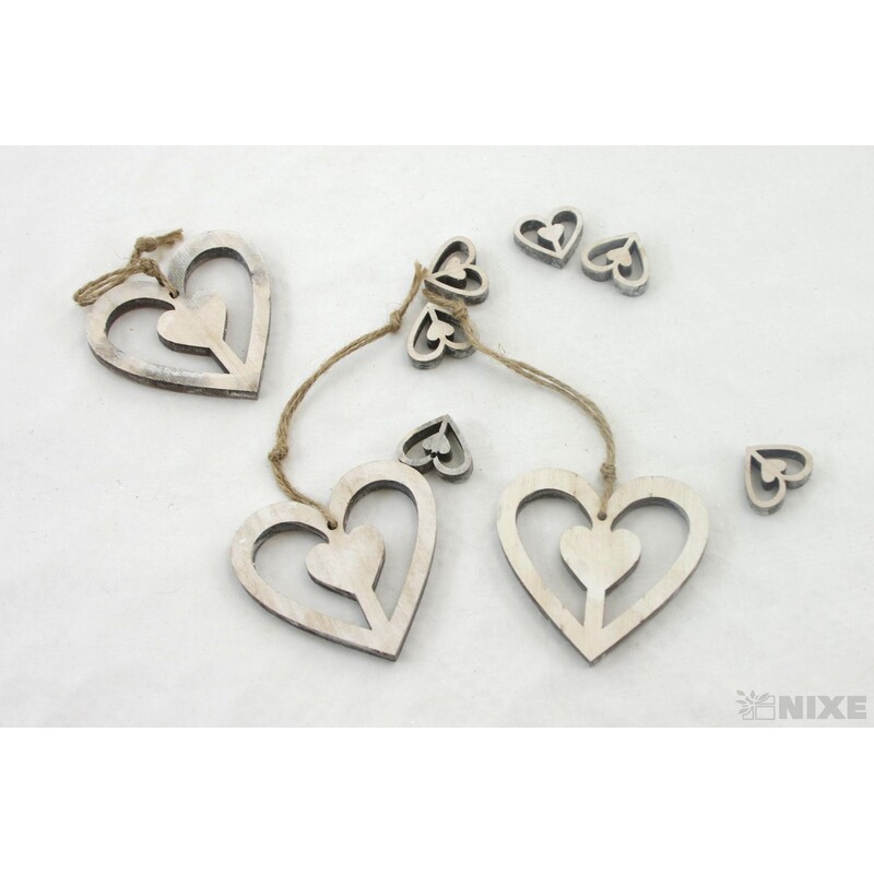 ZÁVĚS SRDCE D 3ks 8cm*PŘÍRODNÍ