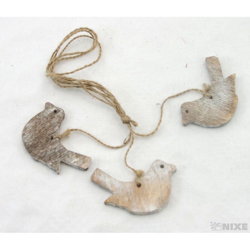 ZÁVĚS PTÁČEK D 7x4cm 3ks*PŘÍRODNÍ