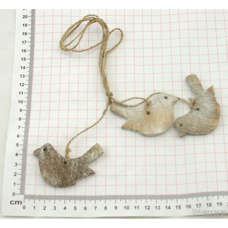 ZÁVĚS PTÁČEK D 7x4cm 3ks*PŘÍRODNÍ