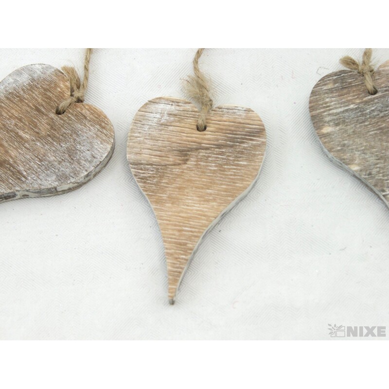 ZÁVĚS SRDCE D 7cm 3ks*PŘÍRODNÍ