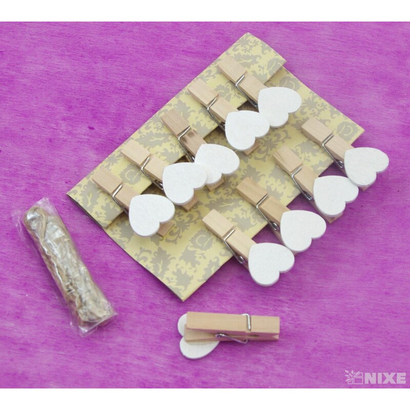 SRDCE NA KOLÍČKU 1,5x3,5cm 10ks*BÍLÁ