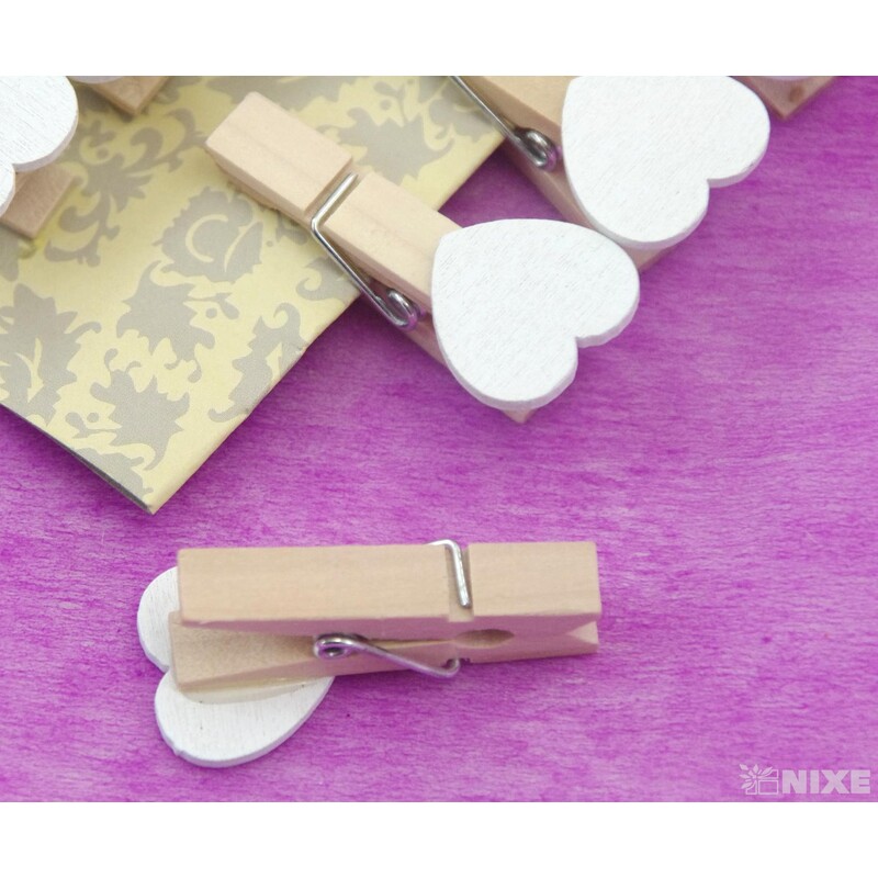 SRDCE NA KOLÍČKU 1,5x3,5cm 10ks*BÍLÁ