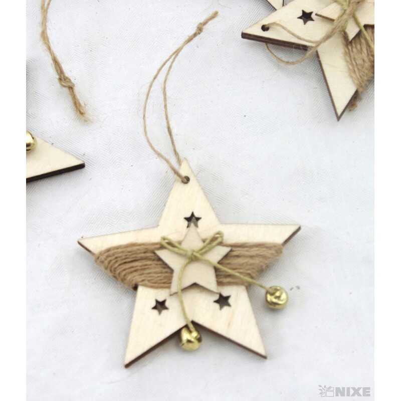 ZÁVĚS HVĚZDA D 7cm 10ks*PŘÍRODNÍ