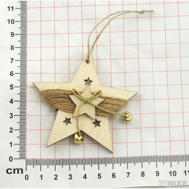 ZÁVĚS HVĚZDA D 7cm 10ks*PŘÍRODNÍ