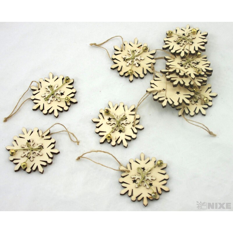 ZÁVĚS VLOČKA D 7cm 10ks*PŘÍRODNÍ