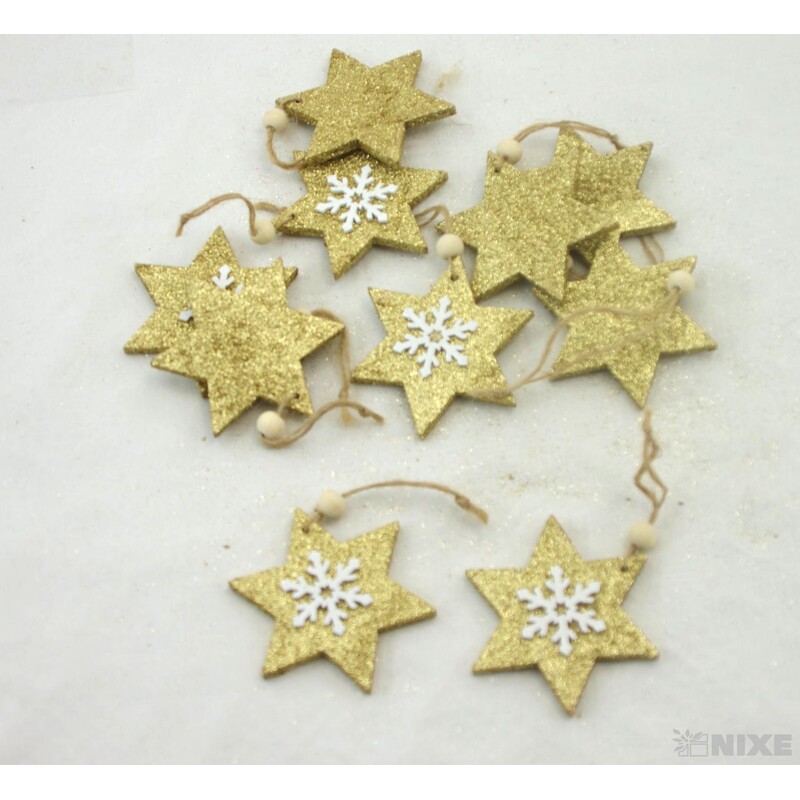 ZÁVĚS HVĚZDA D 7cm 10ks*ZLATÁ