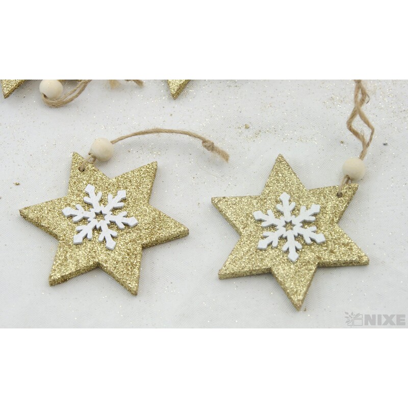 ZÁVĚS HVĚZDA D 7cm 10ks*ZLATÁ