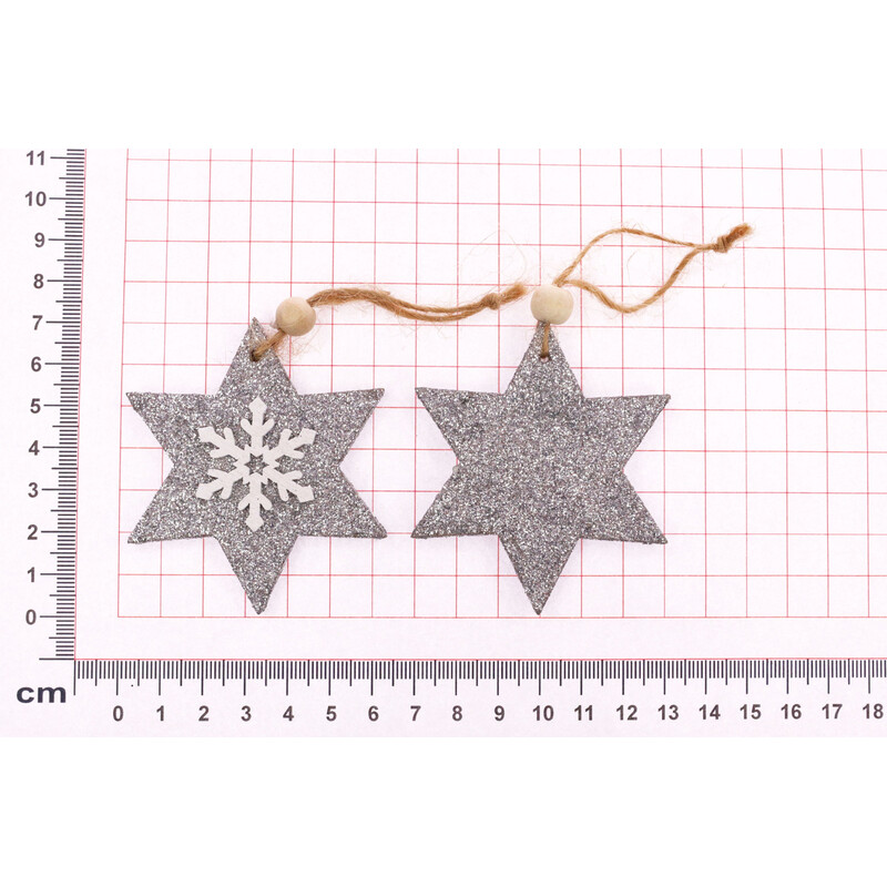 ZÁVĚS HVĚZDA D 7cm 10ks*STŘÍBRNÁ