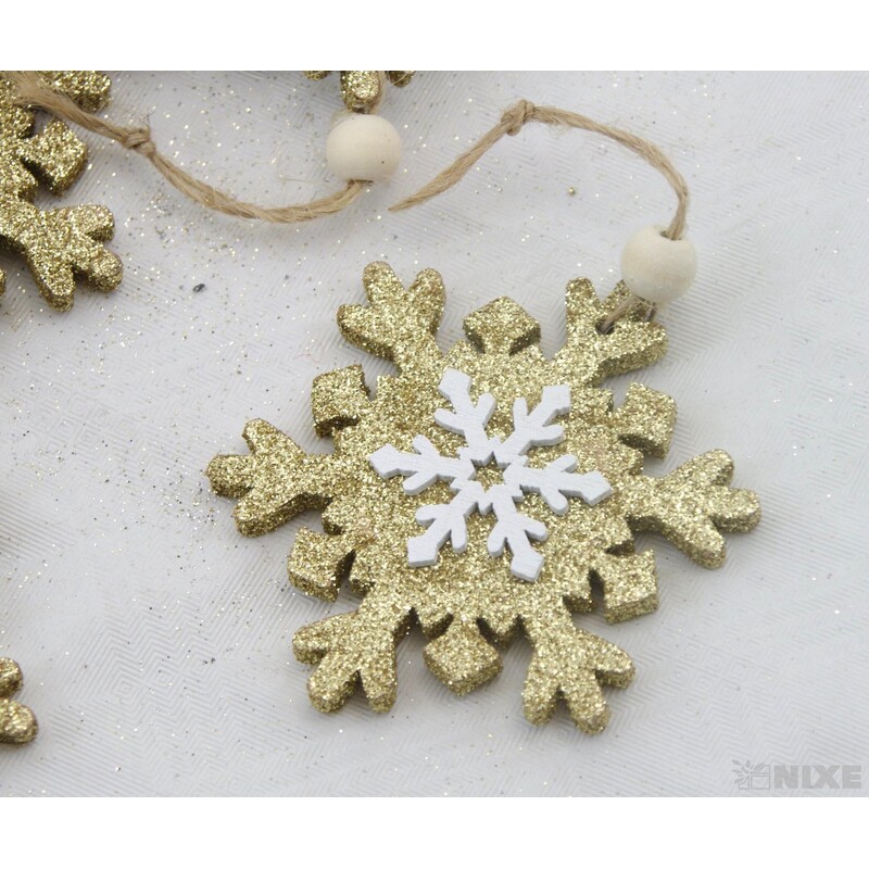 ZÁVĚS VLOČKA D 7cm 10ks*ZLATÁ