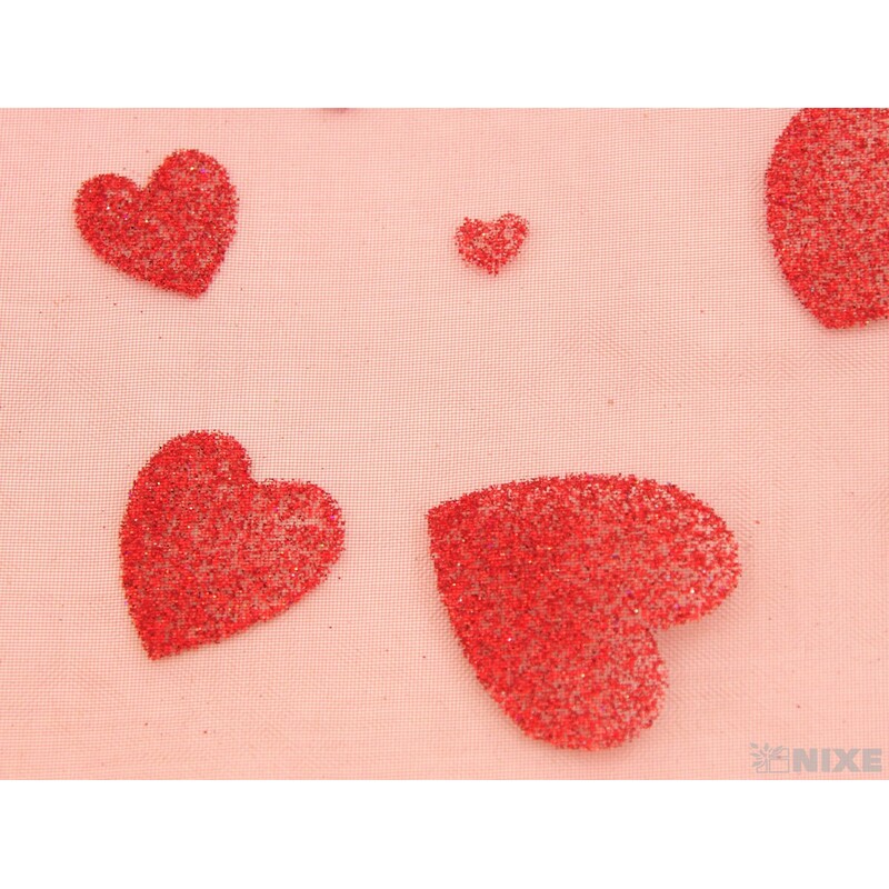 ORGANZA SRDCE 30 36cmx5yd*ČERVENÁ