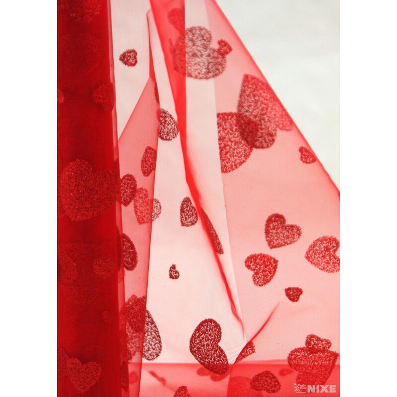 ORGANZA SRDCE 30 36cmx5yd*ČERVENÁ