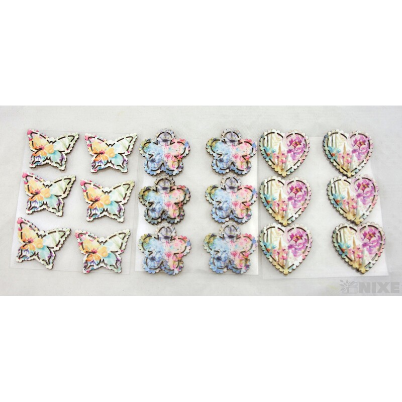 DŘEVO MIX NALEP. 3,5cm 6ks*MIX BAREV