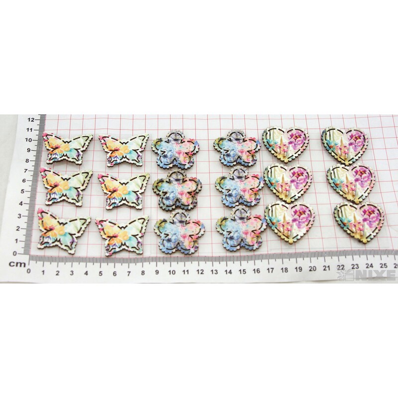 DŘEVO MIX NALEP. 3,5cm 6ks*MIX BAREV