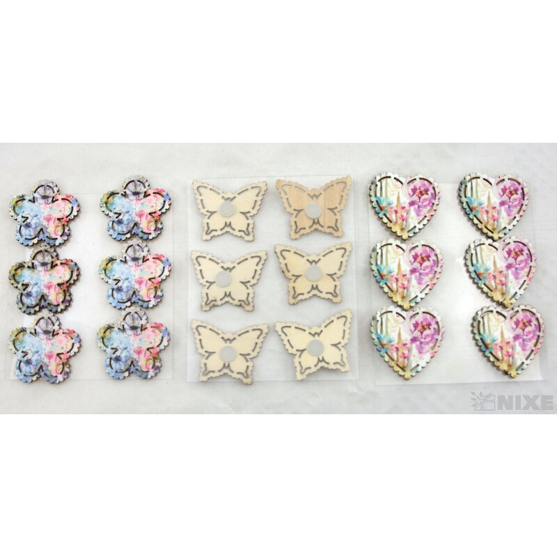 DŘEVO MIX NALEP. 3,5cm 6ks*MIX BAREV