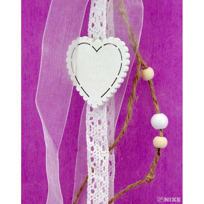 ZÁVĚS SRDCE PLECH 15x45cm*BÍLÁ