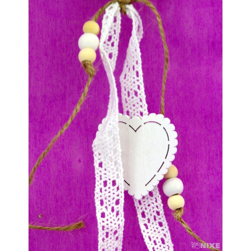 ZÁVĚS SRDCE PLECH 12x35cm*BÍLÁ