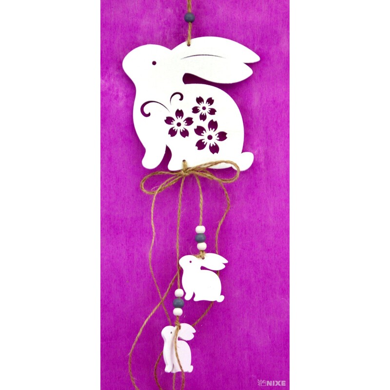 ZÁVĚS ZAJÍC 11x40cm*BÍLÁ