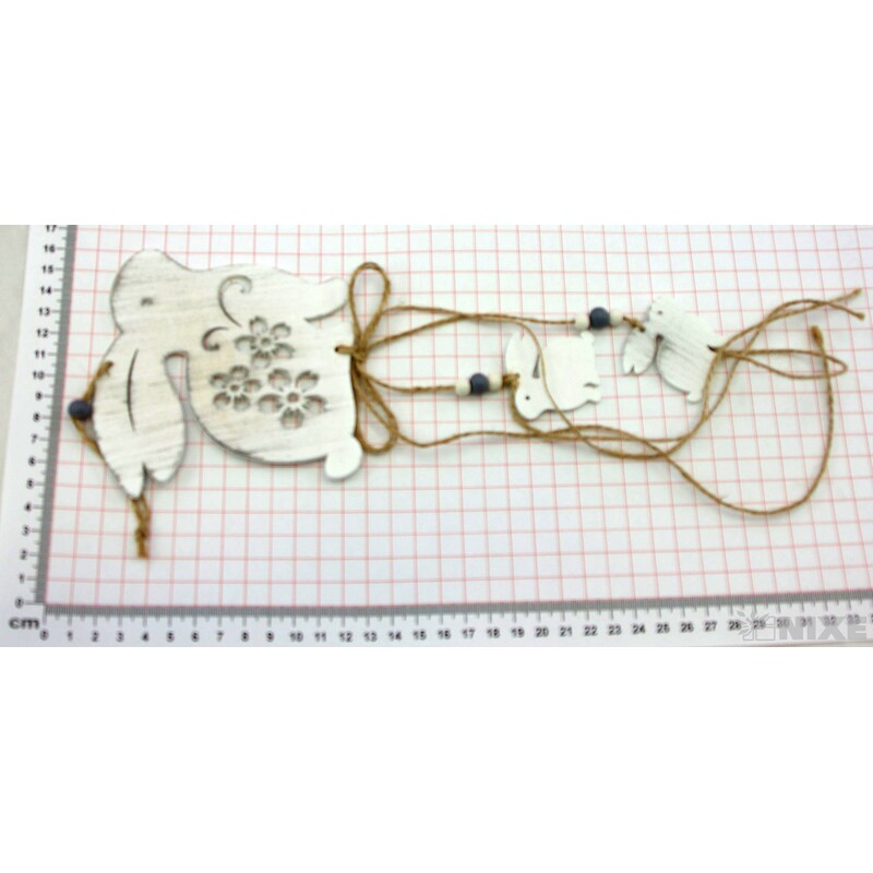 ZÁVĚS ZAJÍC 11x40cm*BÍLÁ