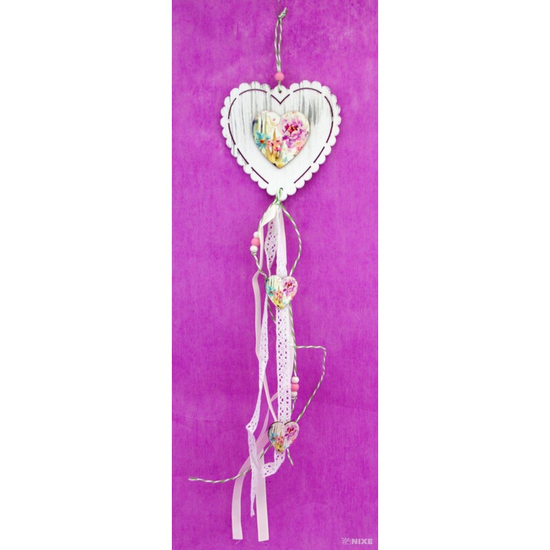 ZÁVĚS SRDCE 12,5x50cm*BÍLÁ