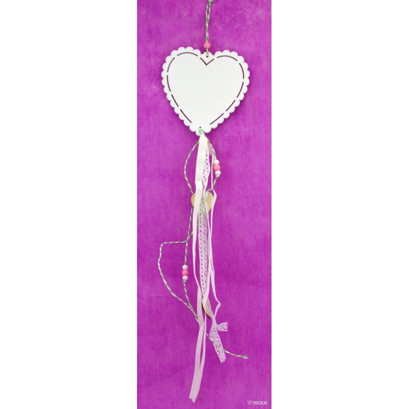 ZÁVĚS SRDCE 12,5x50cm*BÍLÁ