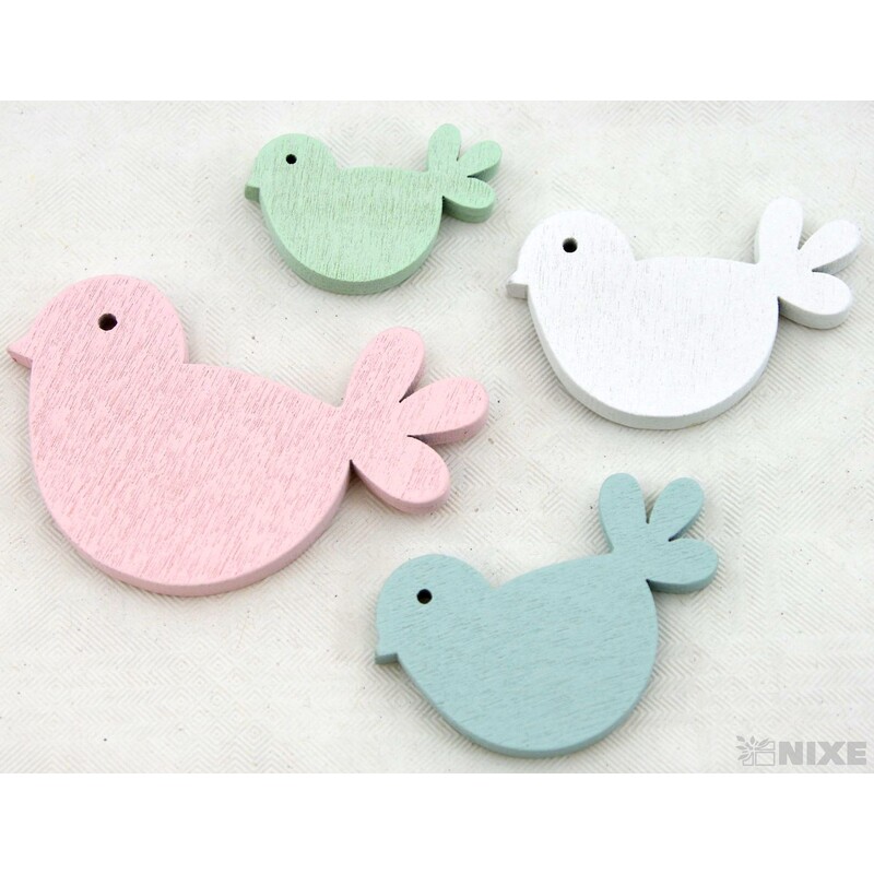 PTÁČEK DŘEVO 3-6cm 48ks*MIX BAREV