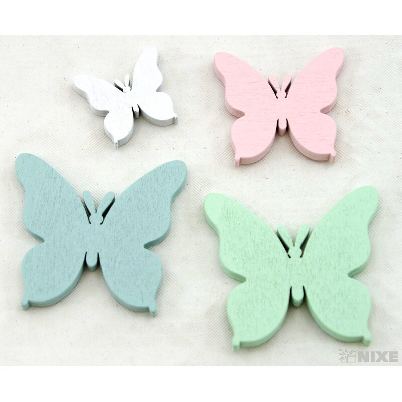 MOTÝL DŘEVO 3-5cm 48ks*MIX BAREV