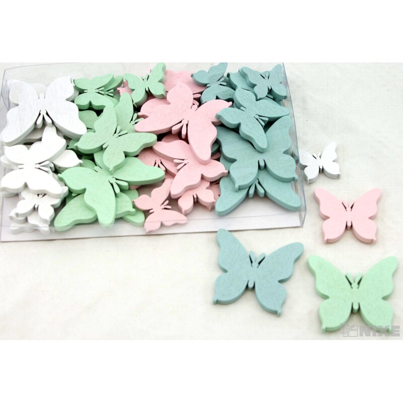 MOTÝL DŘEVO 3-5cm 48ks*MIX BAREV