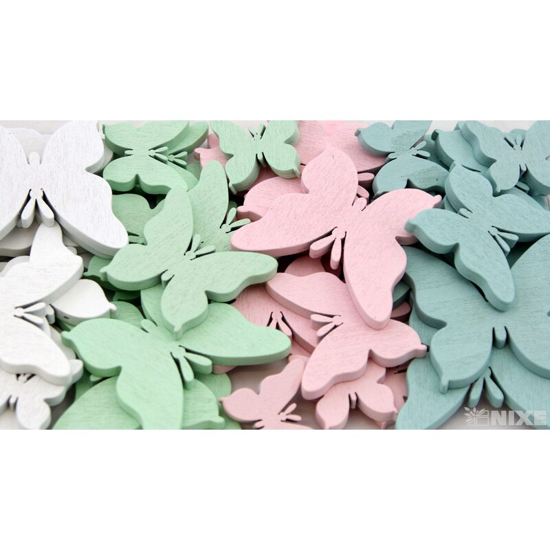 MOTÝL DŘEVO 3-5cm 48ks*MIX BAREV