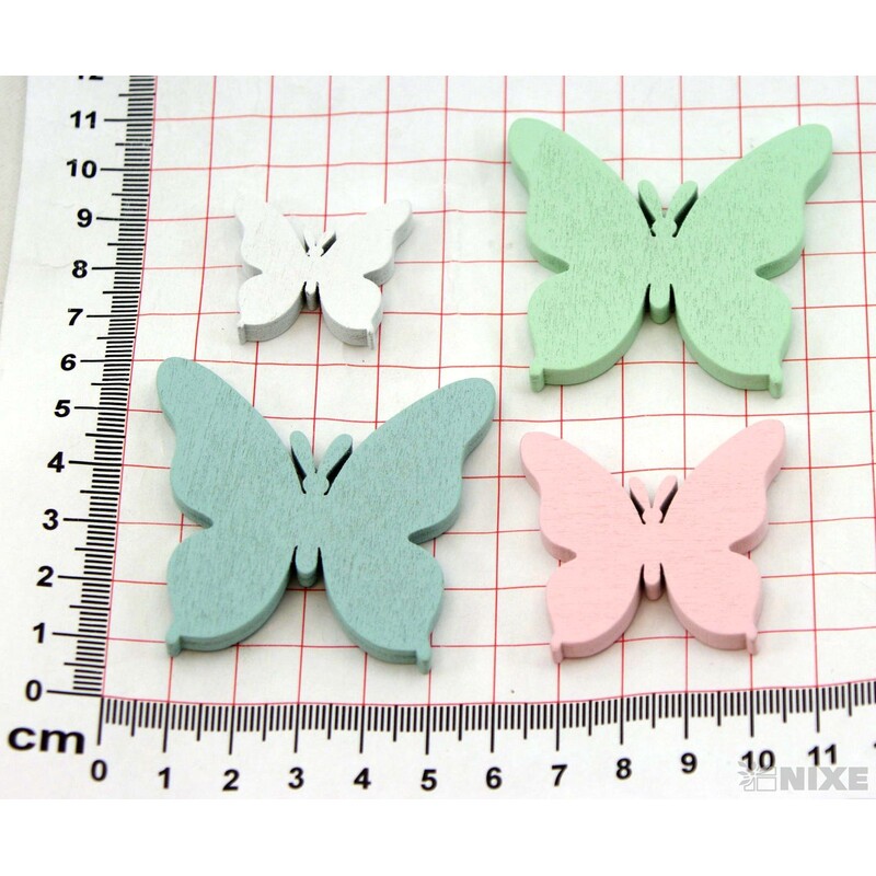 MOTÝL DŘEVO 3-5cm 48ks*MIX BAREV
