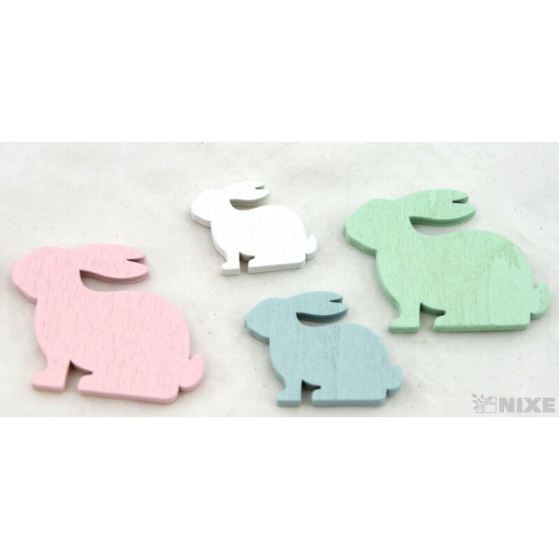 ZAJÍC DŘEVO 48ks 3-5cm*MIX BAREV