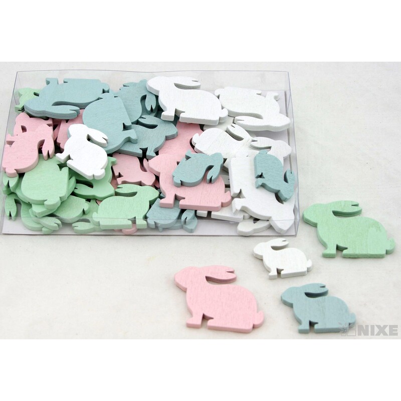 ZAJÍC DŘEVO 48ks 3-5cm*MIX BAREV