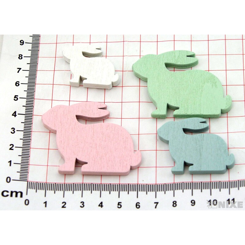 ZAJÍC DŘEVO 48ks 3-5cm*MIX BAREV