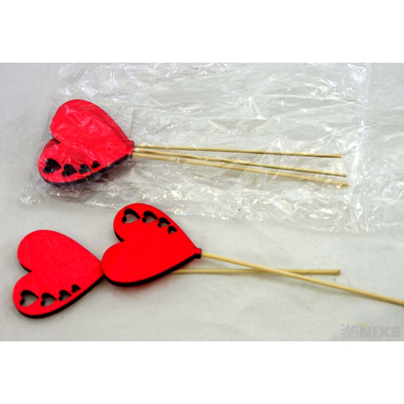 ZÁPICH SRDCE 5ks 6x20cm*ČERVENÁ