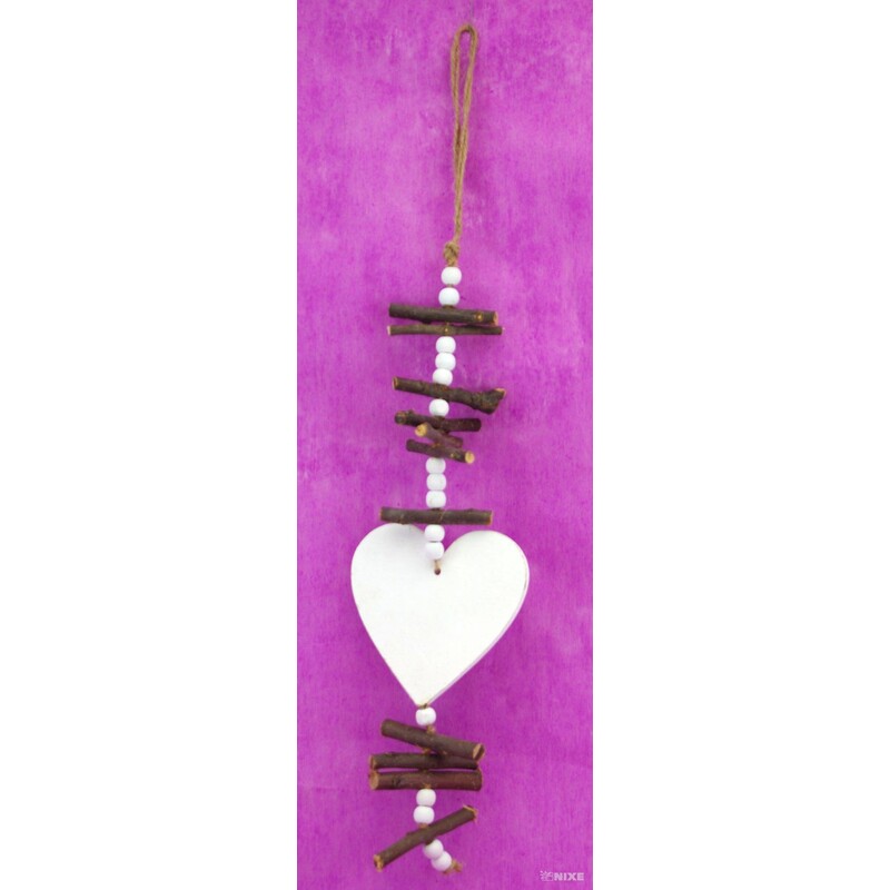 SRDCE NA PROVÁZKU 10x35cm*BÍLÁ