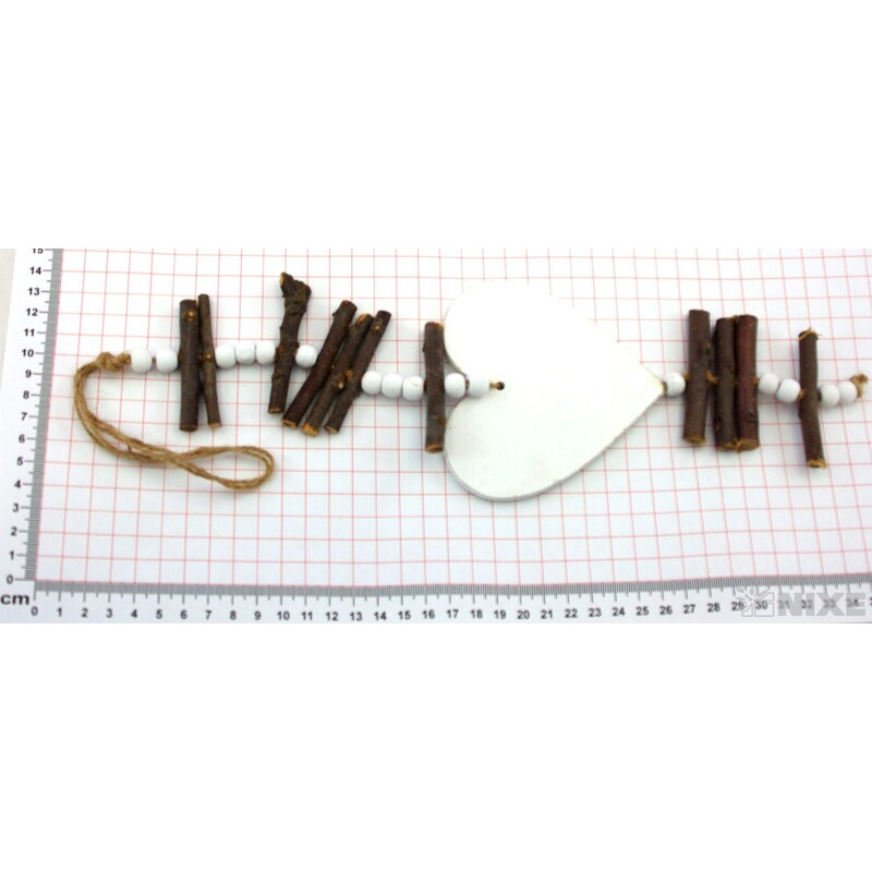 SRDCE NA PROVÁZKU 10x35cm*BÍLÁ