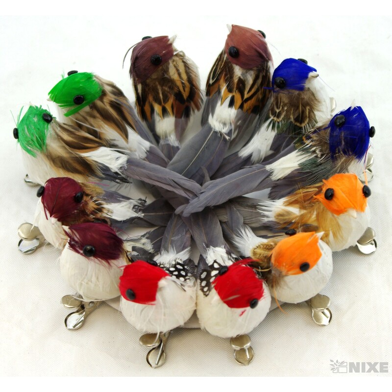 PTÁČEK  KLIPS 8cm 12ks*MIX BAREV