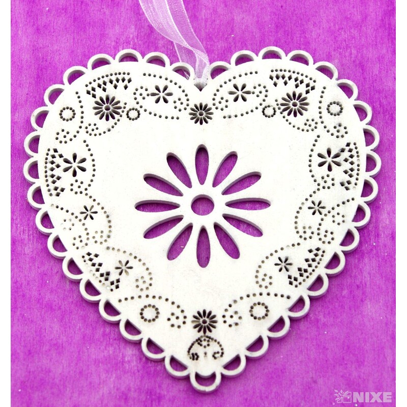 ZÁVĚS SRDCE 13x23cm*BÍLÁ