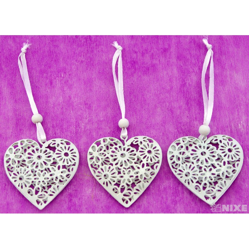 ZÁVĚS SRDCE PLECH 5cm 3ks*BÍLÁ
