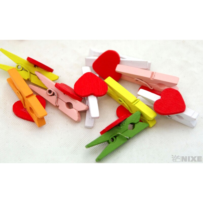 KOLÍČEK SRDCE 3cm 24ks*MIX BAREV