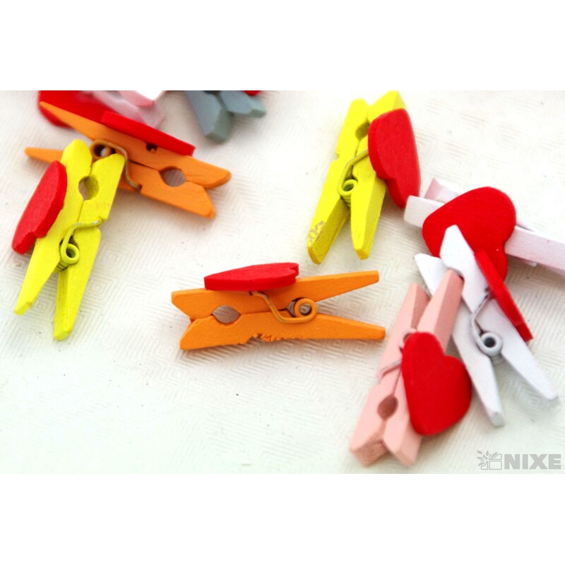 KOLÍČEK SRDCE 3cm 24ks*MIX BAREV