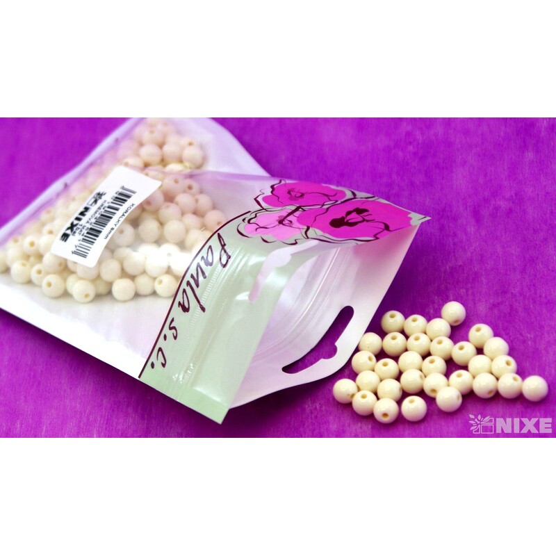 KORÁLKY 8mm MAT*KRÉMOVÁ