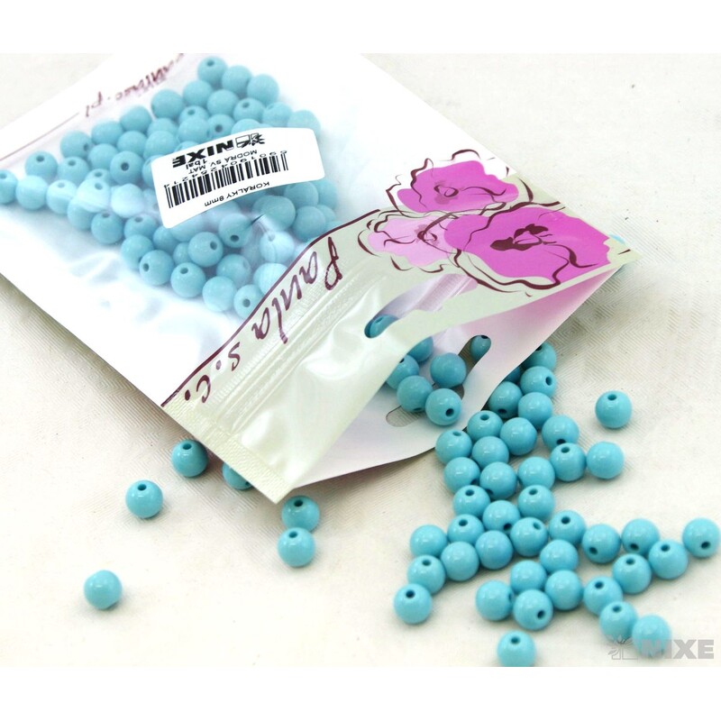 KORÁLKY 8mm MAT*MODRÁ SV.