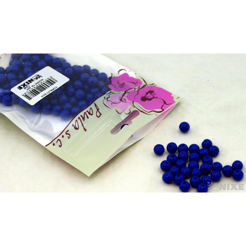 KORÁLKY 8mm MAT*MODRÁ TM.